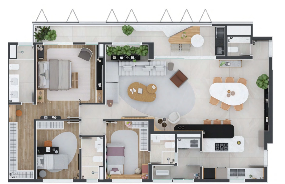 Planta Tipo C - 3 Suítes